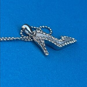 Silver Crystal High Heel Pendant Necklace - Women Jewelry